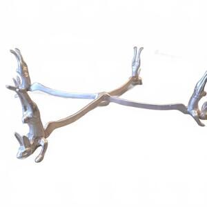 Arthur Court Metal Aluminum Rabbit Bunny Bowl Stand Vintage 1986